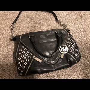 MK Black Leather Shoulder Bag
